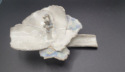 Porte-Nom Floral - Grès émaillé artisanal motifs floraux vue de face