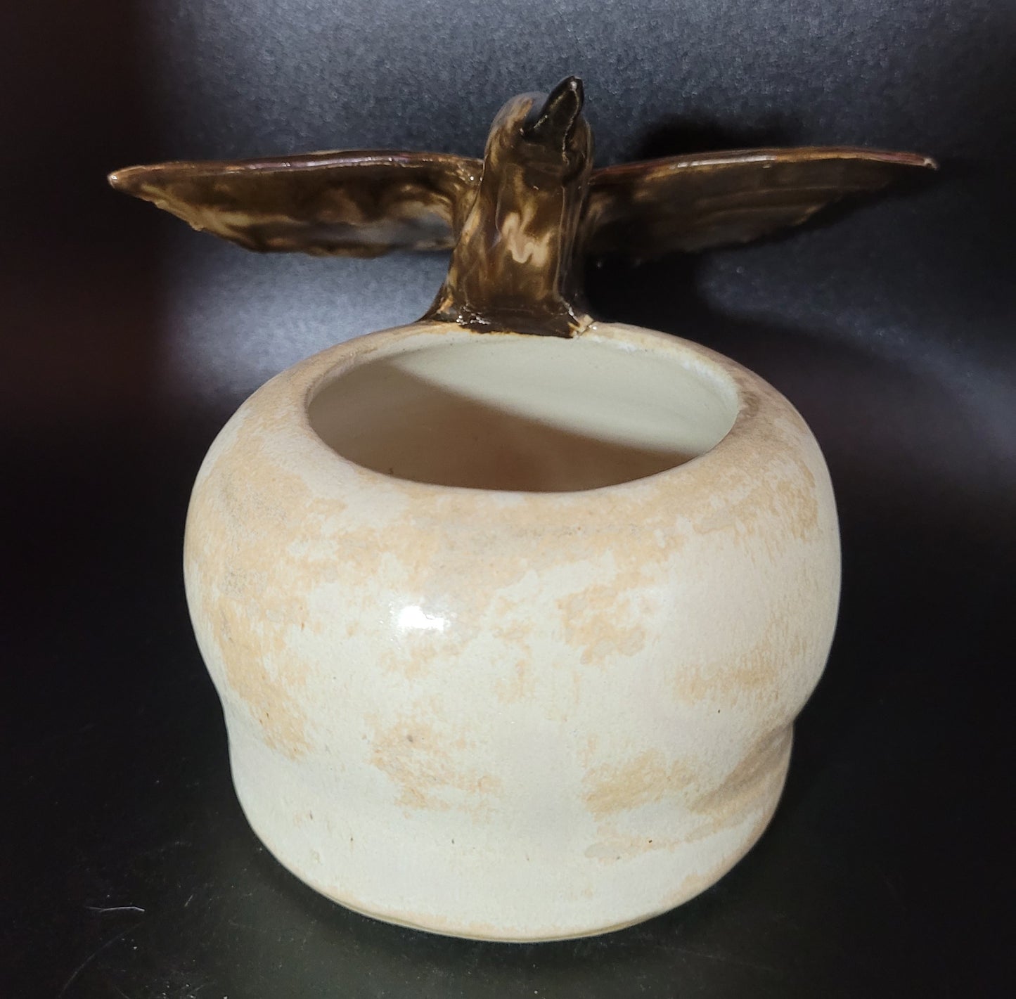  Pot Colibri - Grès émaillé artisanal pour plantes grasses vue de face